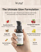 Le Pur Organics age defying face oil, 100% organic skincare product for anti-aging, natural facial oil for youthful skin.