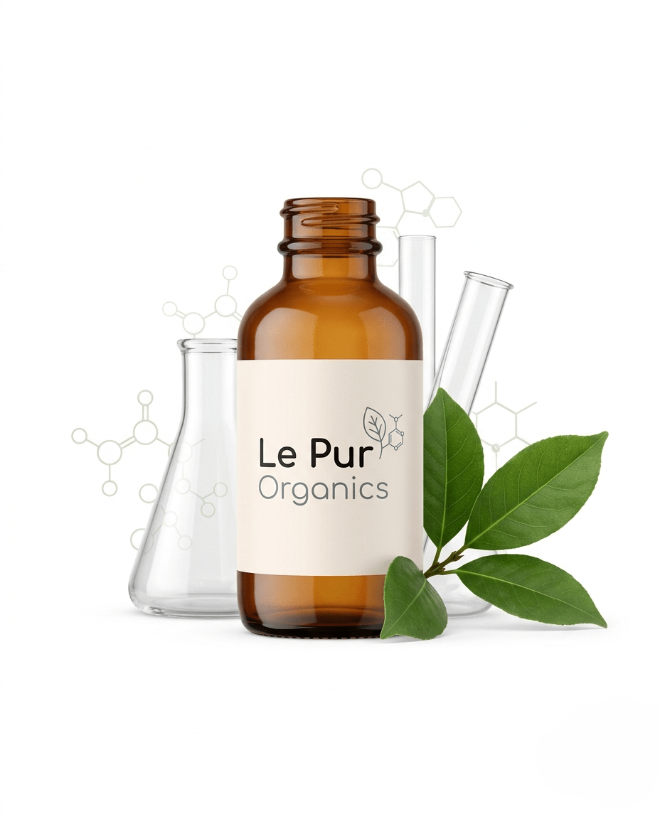 Organic skincare product from Le Pur Organics featuring customizable packaging with natural ingredients and eco-friendly design.