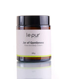 Le Pur Organics Jar of Gentleness, organic skincare product in a clear glass jar with a white lid, labeled "Gentleness."