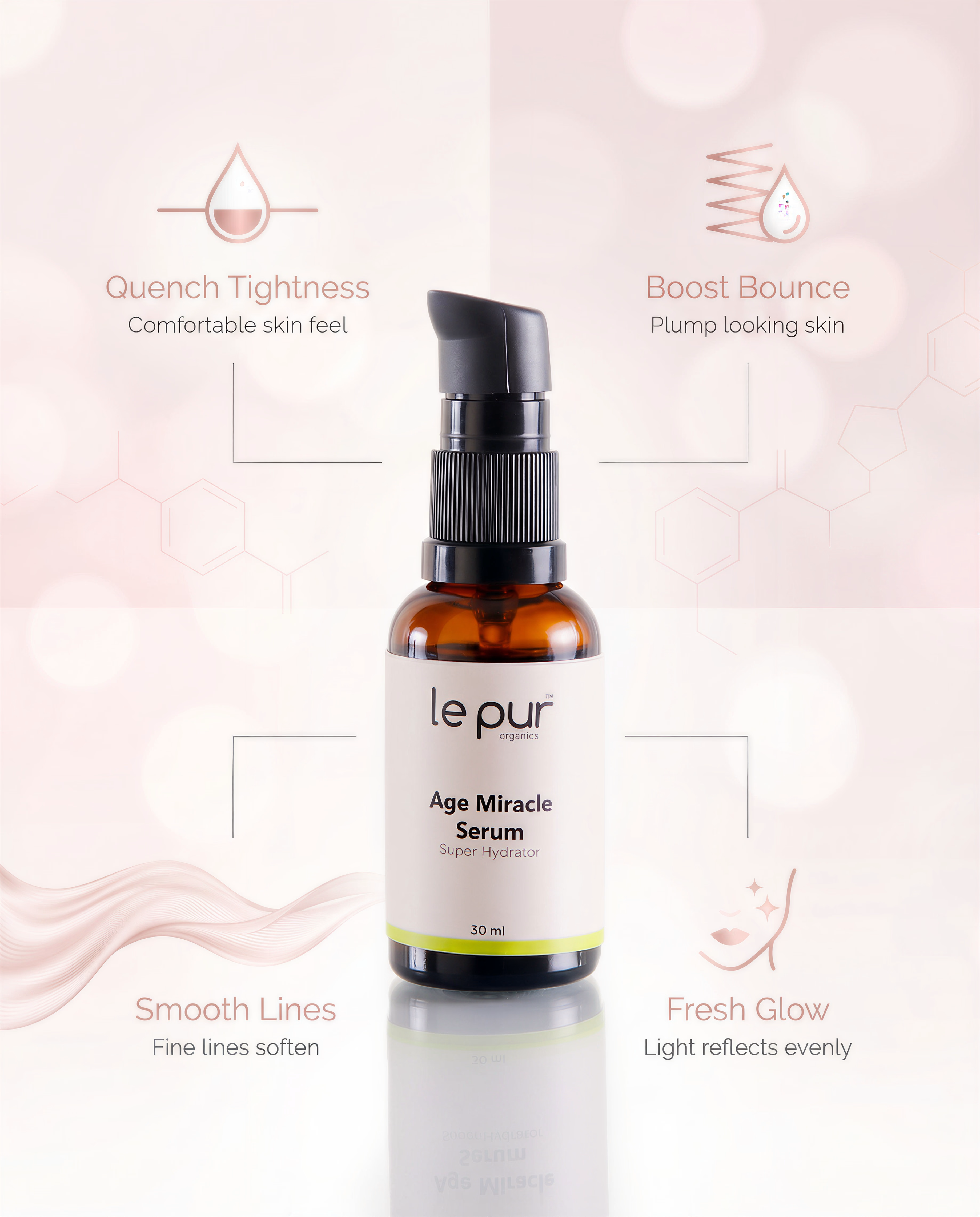 Urban skincare visual showing a hydration serum positioned for anti-pollution, comfort-first skin support.