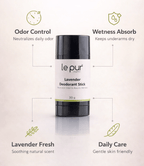 Organic lavender deodorant stick for women by Le Pur Organics, featuring a natural, eco-friendly packaging in the image.