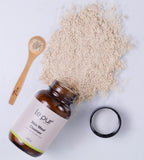 Le Pur Organics Skin Meal Cleanser in a clear bottle with a white pump, showing its gentle, organic facial cleanser formula.