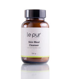 Le Pur Organics Skin Meal Cleanser in a clear bottle with a pump, featuring a natural, organic skincare formulation.