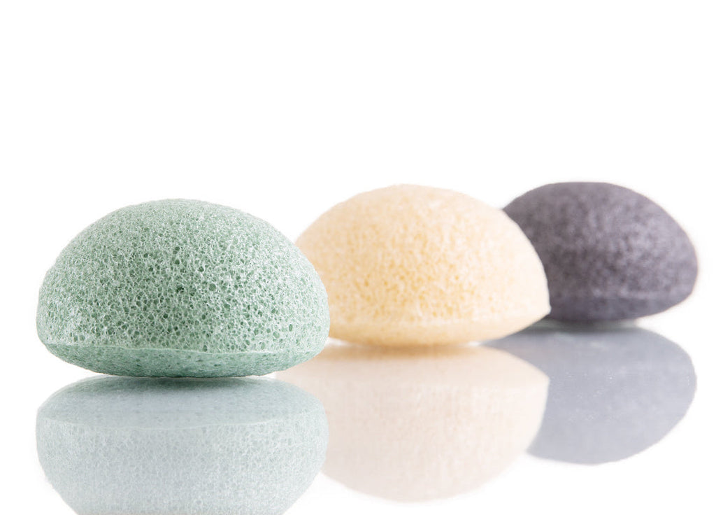 Le Pur Organics KONJAC cleansing sponge showing a natural, textured konjac sponge for gentle facial cleansing on a white background.